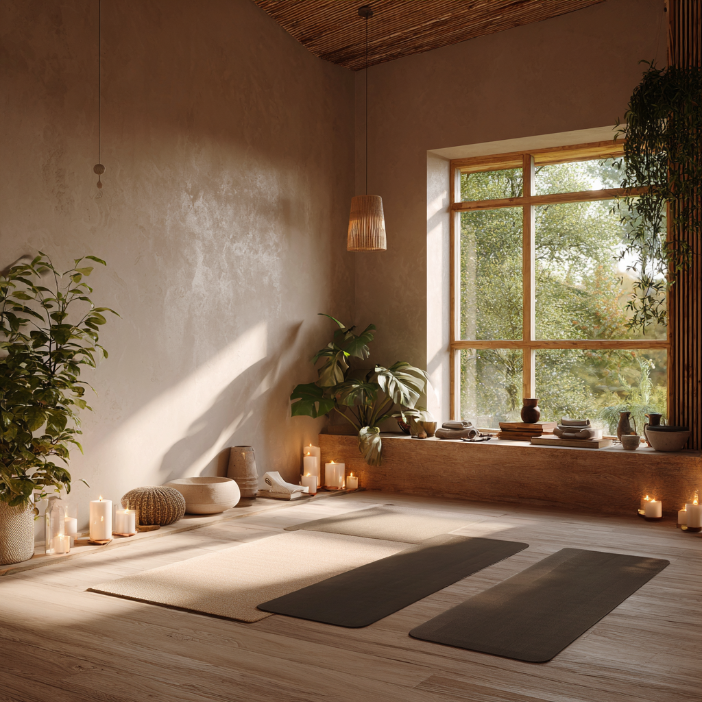 Mulher em postura de meditação ao amanhecer